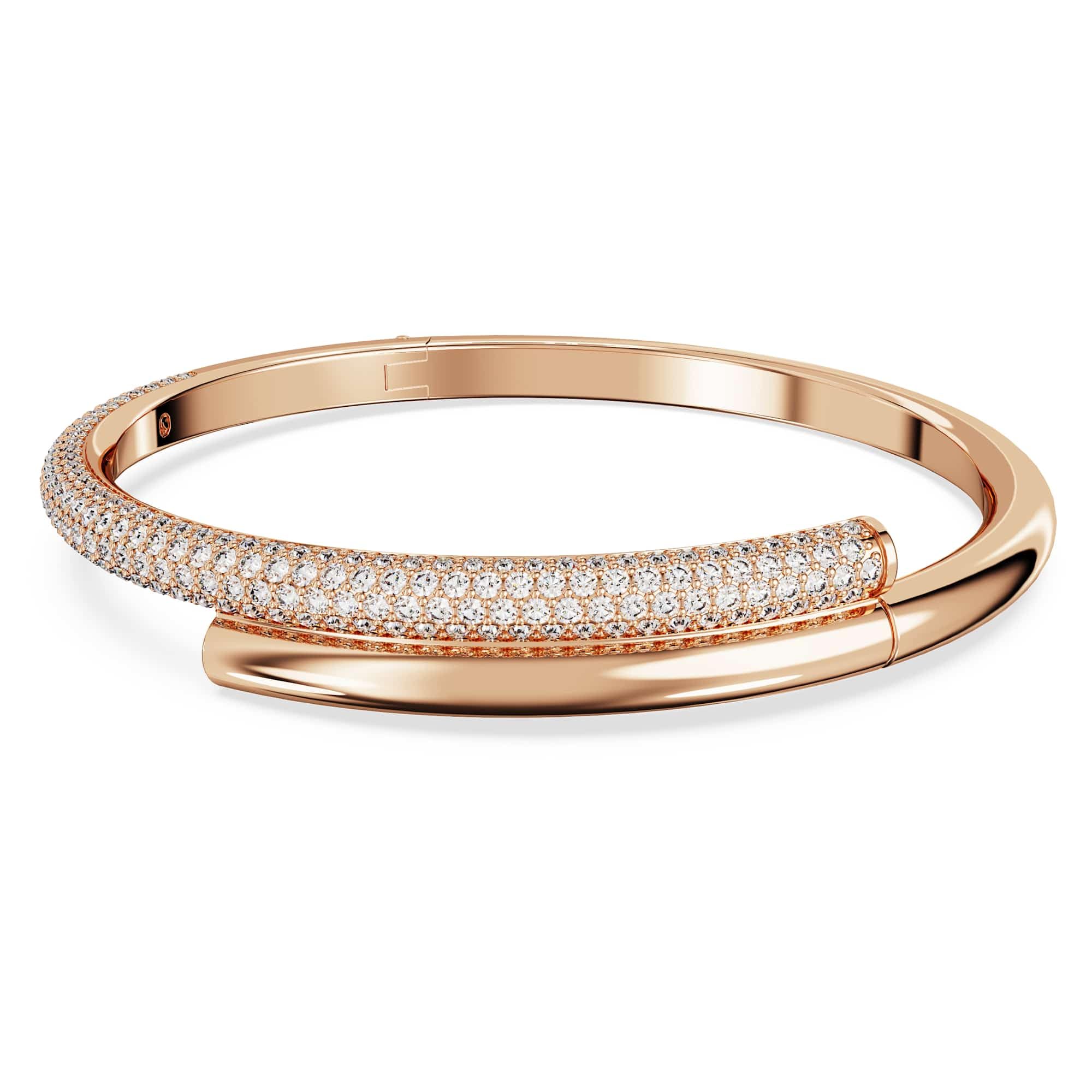 Swarovski Dextera bangle, Magnetic closure, White, Rose gold